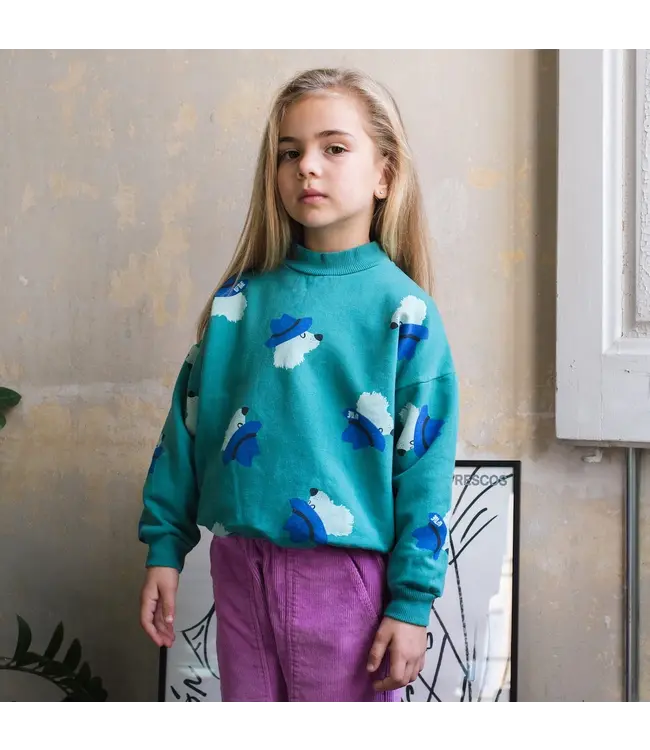 SWEATSHIRT GREEN  DOGS ALL OVER by Lötiekids