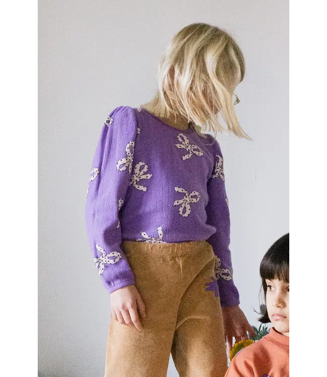 TEXTURED TSHIRT LILAC  BOWS ALL OVER by Lötiekids