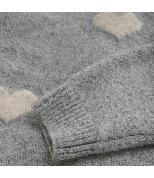 Knitted Sweater Heart Medium Grey Melange by Daily7