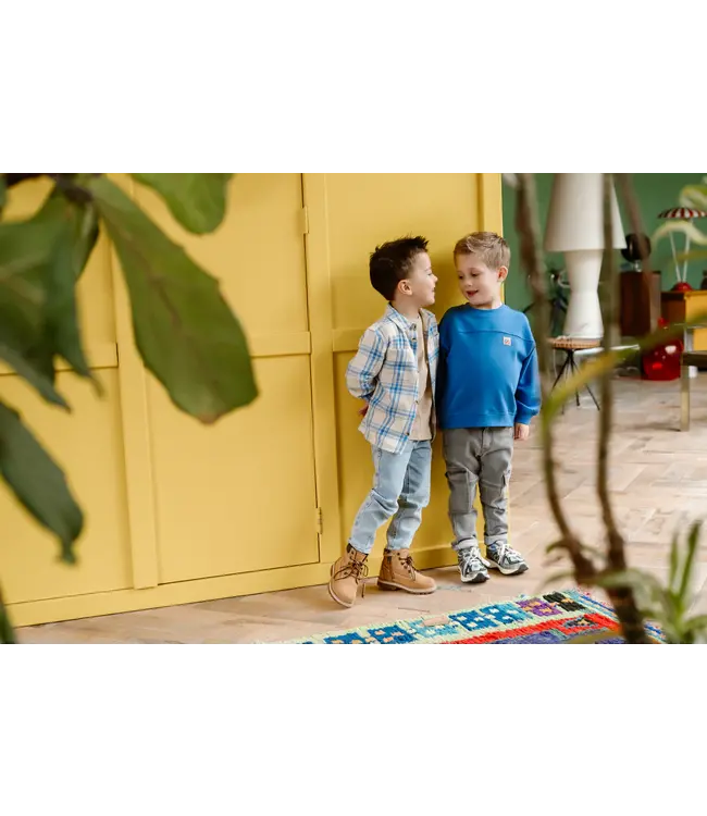 Oversized Sweater Textprint Dusty Kobalt by Daily7