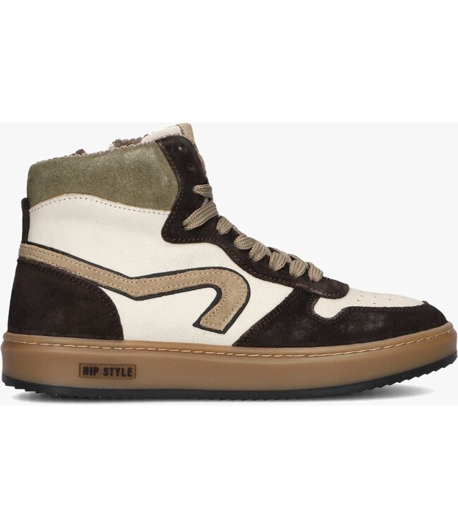 Bruine halfhoge sneaker by Hip shoestyle