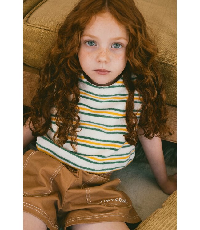 STRIPES MULTICOLOR SLEEVELESS TEE light cream by Tiny cottons