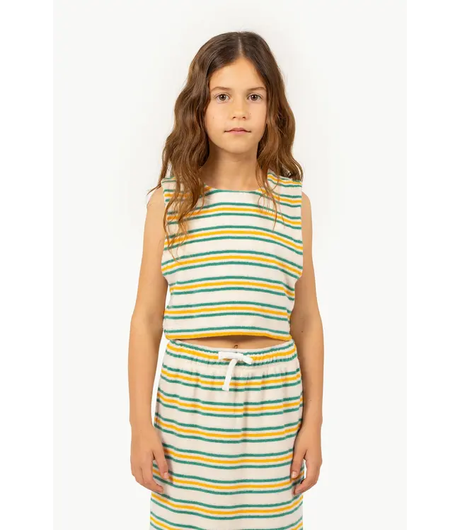 STRIPES MULTICOLOR SLEEVELESS TEE light cream by Tiny cottons