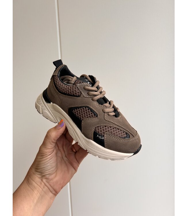 Sneaker taupe combi by Hip shoestyle