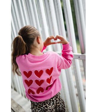 Salty Stich Salty sweater hearts pink by Salty Stich