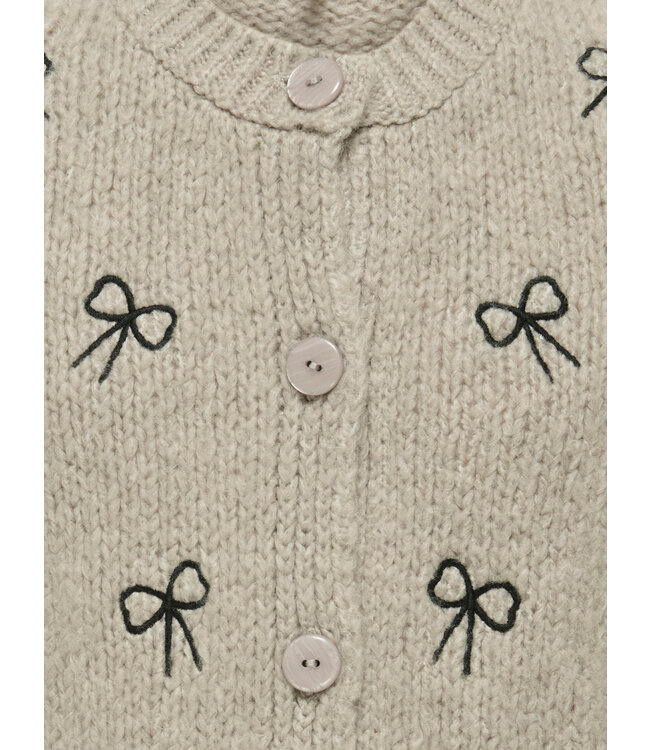 KOGCODY L/S O-NECK BOW CARDIGAN KNT Pumice Stone Melange Detail Bows/Black by Kids Only