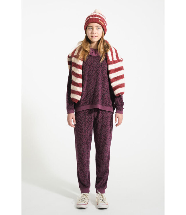 Terry cotton sweatshirt | Aubergine w/ animal print  by Piupiuchick