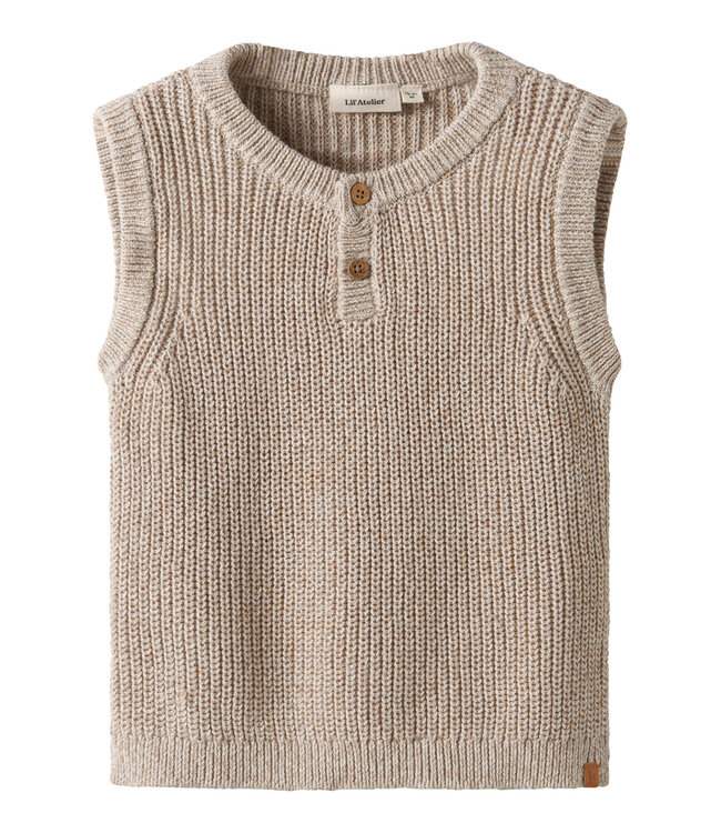 NMMROKKO KNIT VEST LIL Oxford Tan MELANGE by Lil' Atelier