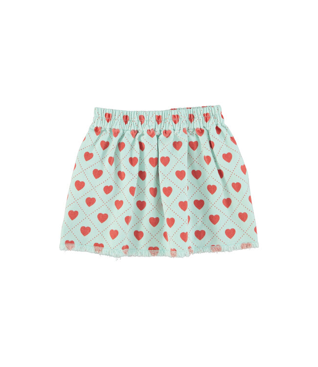 short skirt | light blue w/ red hearts allover by Piupiuchick