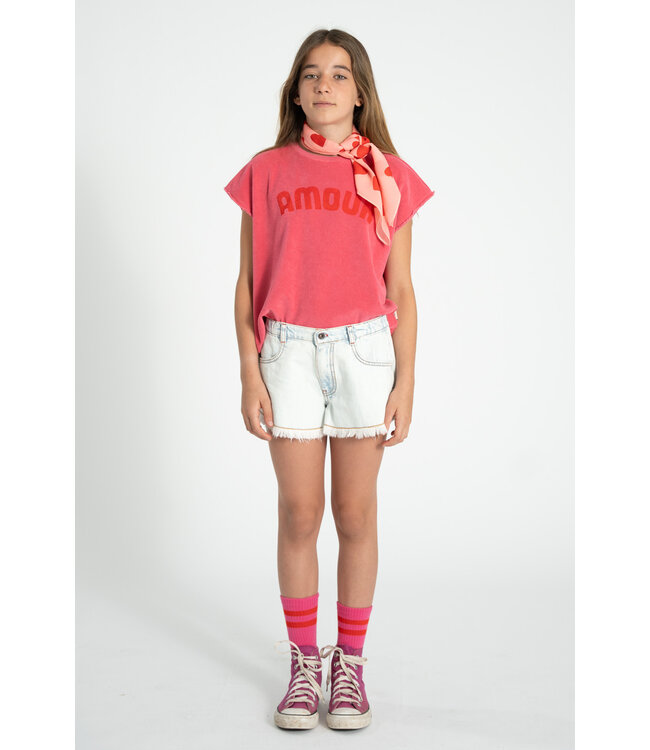 shorts w/ fringes | washed light blue denim by Piupiuchick