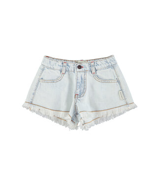 Piupiuchick shorts w/ fringes | washed light blue denim by Piupiuchick