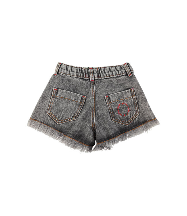 shorts w/ fringes | washed black denim by Piupiuchick