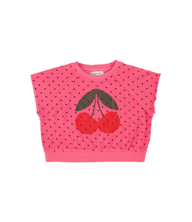 sleeveless sweatshirt |pink w/ cherry print by Piupiuchick