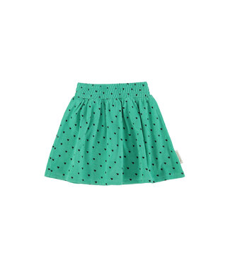 Piupiuchick short skirt | green w/ black hearts allover by Piupiuchick