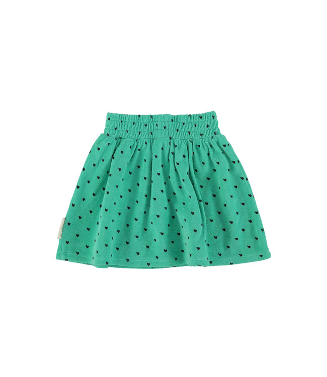 short skirt | green w/ black hearts allover by Piupiuchick