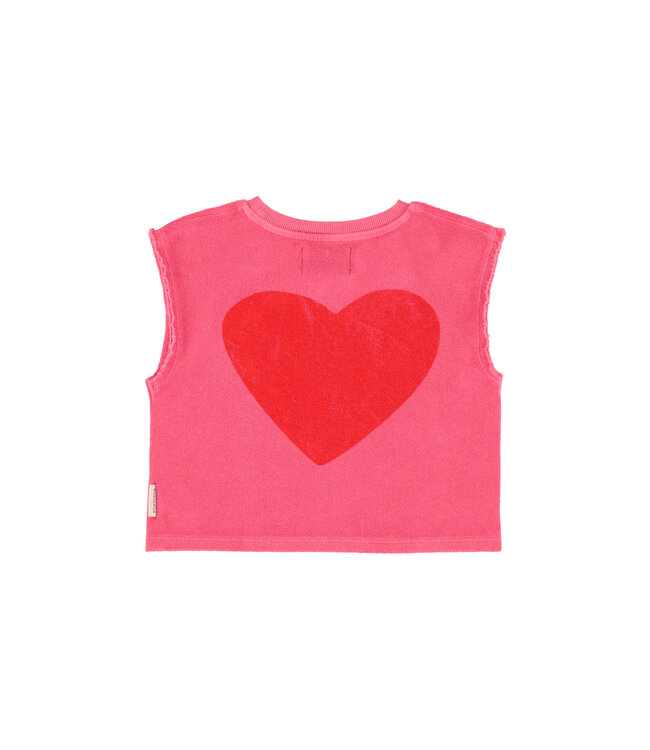 Sleeveless top | pink w "amour" print by Piupiuchick