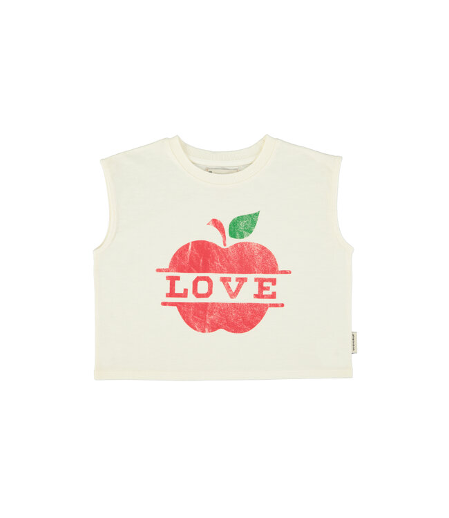 sleeveless t´shirt | ecru w/ apple print by Piupiuchick