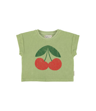 Piupiuchick t'shirt | light olive w/ cherry print by Piupiuchick