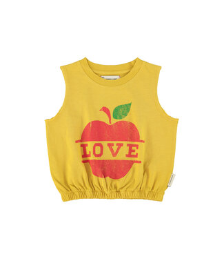 Piupiuchick sleeveless top | mustard w/ apple print by Piupiuchick