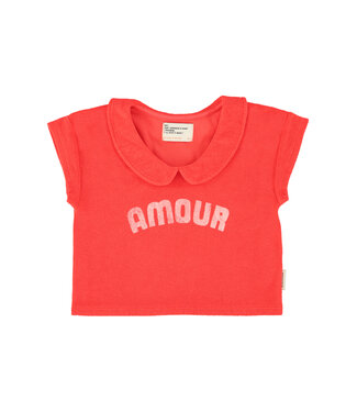 Piupiuchick t'shirt w/ peter pan collar| red w/ "amour" print by Piupiuchick