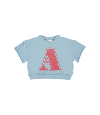 Piupiuchick short sleeve sweatshirt | blue w/ "A" print by Piupiuchick