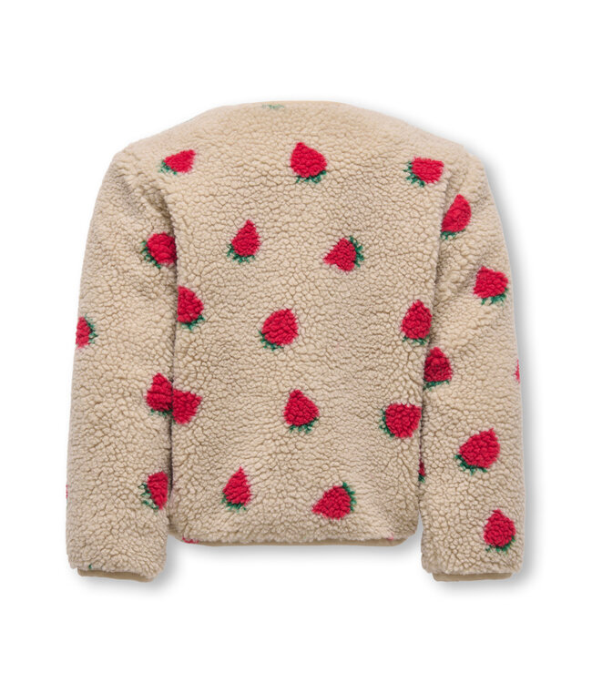 KMGHOKY L/S TEDDY JACKET OTW NOOS Silver Mink Strawberry/Lining Barbados Cherry by Kids Only