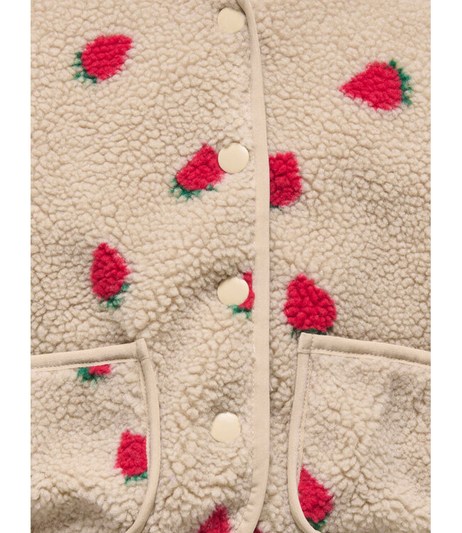 KMGHOKY L/S TEDDY JACKET OTW NOOS Silver Mink Strawberry/Lining Barbados Cherry by Kids Only