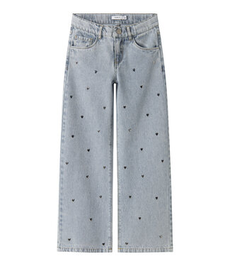 Name it NKFROSE WIDE HEART STUDS JEANS 2021-ZA D Light Blue Denim by Name it
