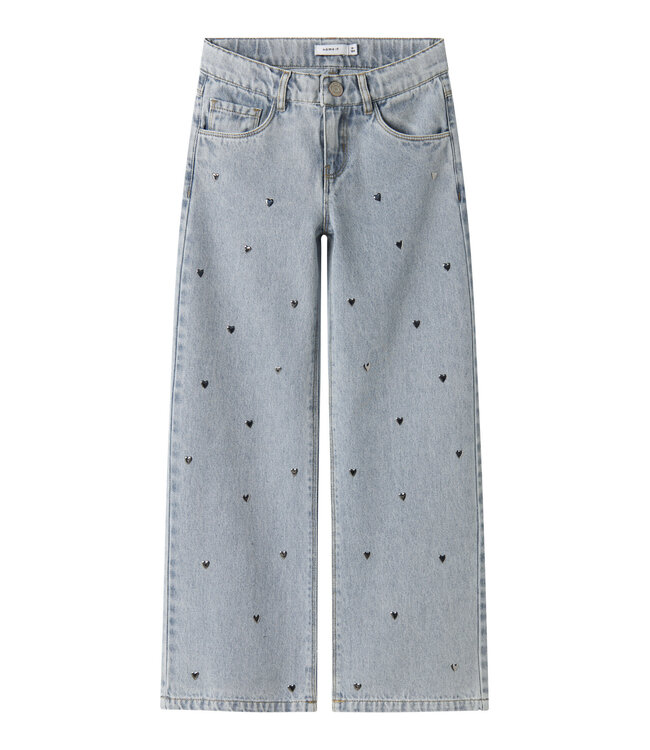 NKFROSE WIDE HEART STUDS JEANS 2021-ZA D Light Blue Denim by Name it