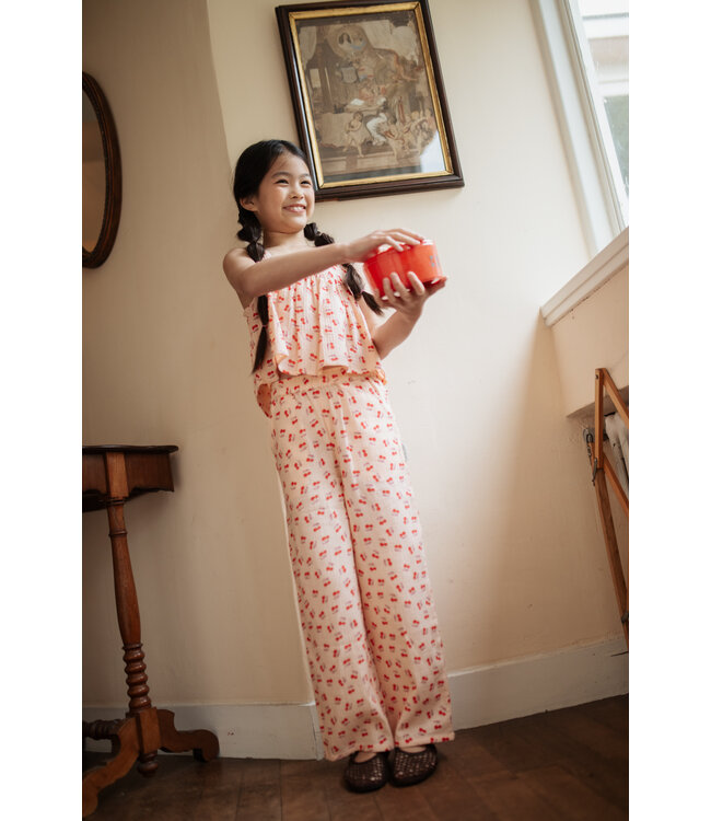 Wide Leg Pants  Cherry AOP by Petit Blush