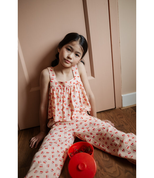 Wide Leg Pants  Cherry AOP by Petit Blush