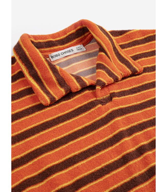 Striped Brick terry cloth polo   by Bobo Choses