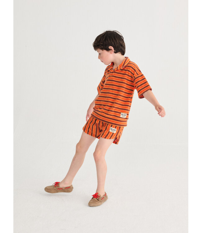 Striped Brick terry cloth shorts  by Bobo Choses