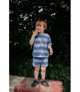 Daily Brat STRIPED TOWEL T-SHIRT TEAL  by Daily Brat