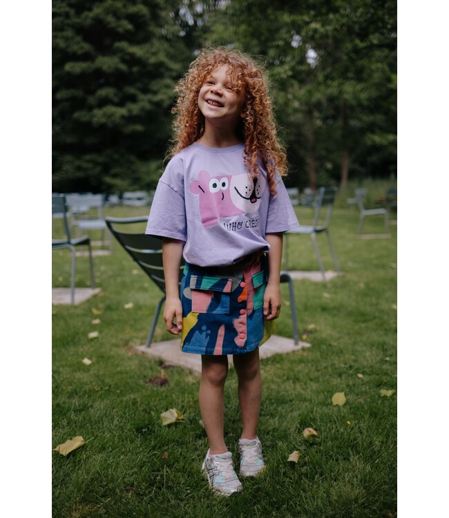 WHO CARES T-SHIRT PAISLEY PURPLE  by Daily Brat