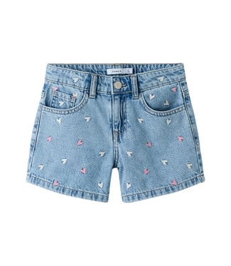 Name it NKFBELLA REG DNM SHORTS 3674-BE NOOS Light Blue Denim MULTI HEART by Name it