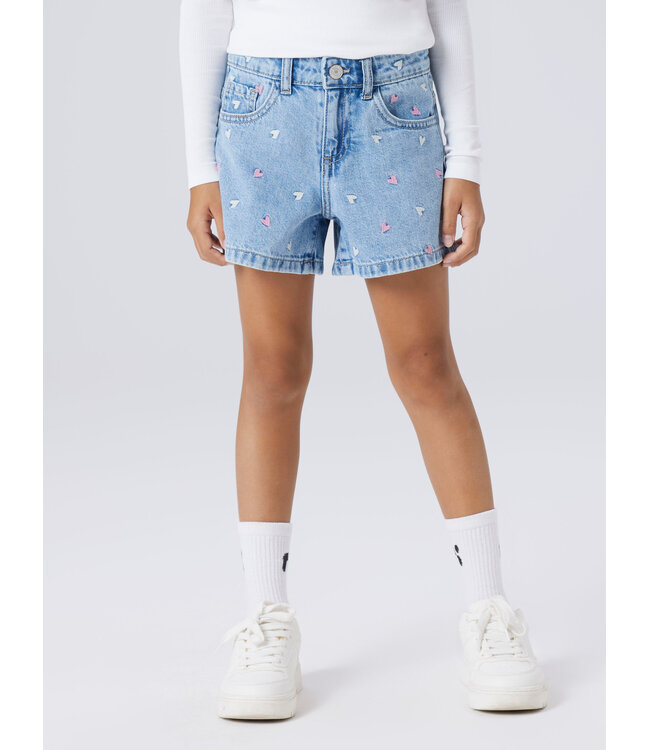 NKFBELLA REG DNM SHORTS 3674-BE NOOS Light Blue Denim MULTI HEART by Name it