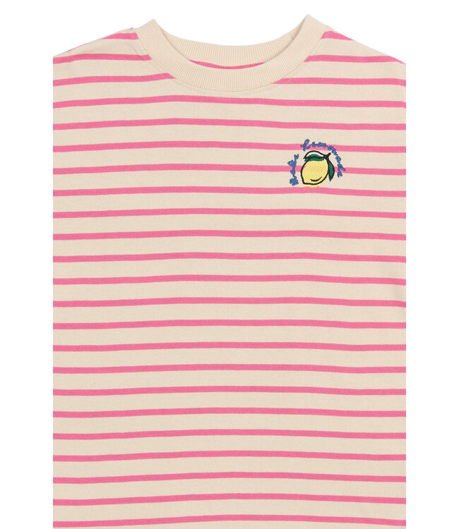 TNSanny OS S_S Tee Carmine Rose Striped by The New