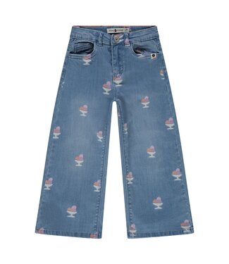 Stains & Stories girls wide leg printed denim Medium Blue by Stains & Stories