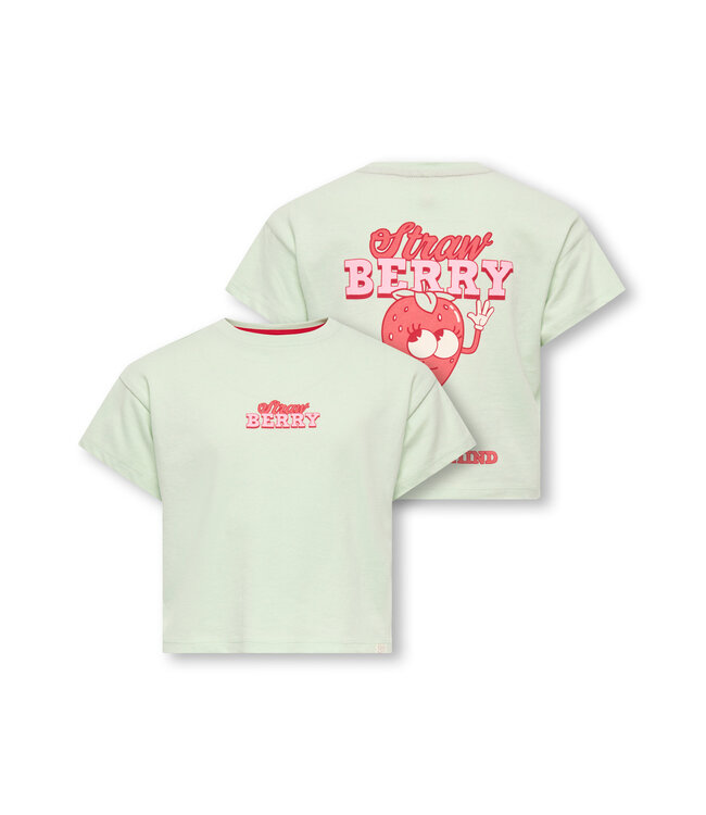 KMGBELINDA LIFE SS REG PRINTED TEE JRS Green Lily Strawberry by Kids Only