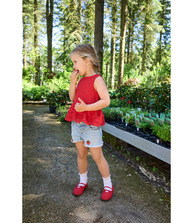 KMGROBYN EX VINT BERRY DNM SHORTS NOOS Light Blue Denim STRAWBERRY EMBROIDERY by Kids Only