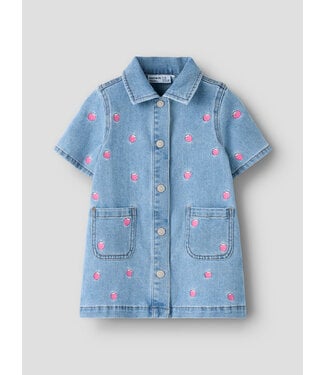 Name it NMFLAILA SS EMB DRESS 6202-IZ Light Blue Denim STARWBERRY by Name it