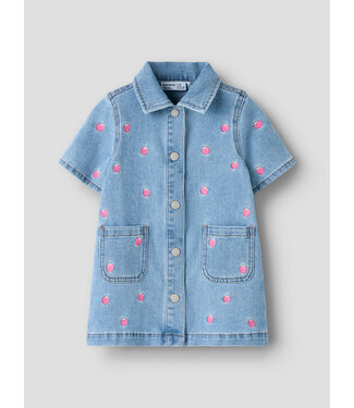 NMFLAILA SS EMB DRESS 6202-IZ Light Blue Denim STARWBERRY by Name it
