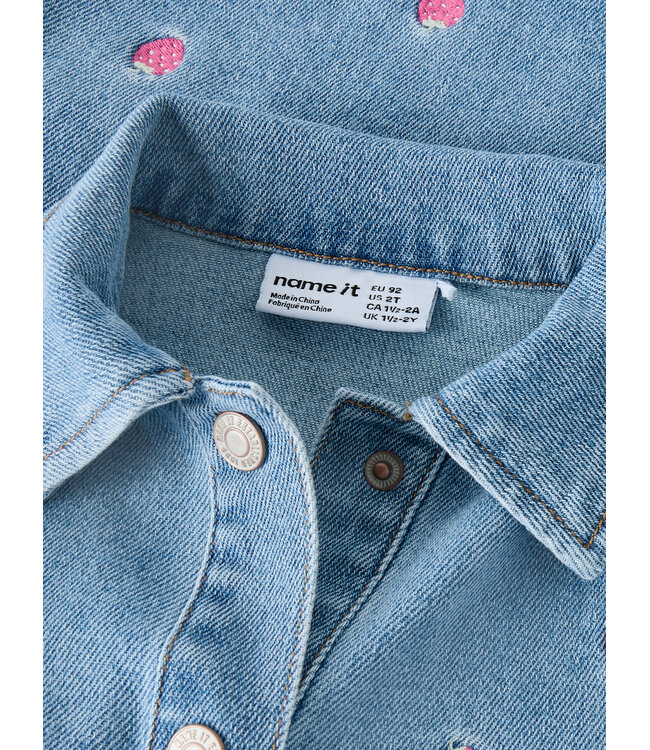 NMFLAILA SS EMB DRESS 6202-IZ Light Blue Denim STARWBERRY by Name it