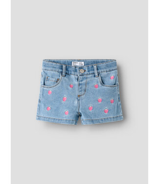 Name it NMFROSE REG EMB SHORTS 6202-IZ Light Blue Denim STRAWBERRY by Name it