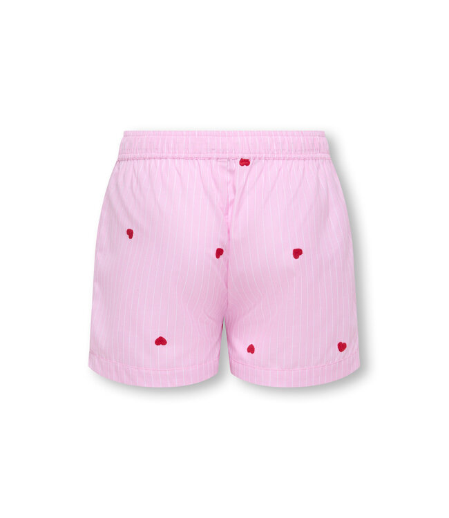 KOGNEW LINA STRIPE EMB SHORTS WVN Begonia Pink Cloud Dancer/EMB Red Hearts by Kids Only