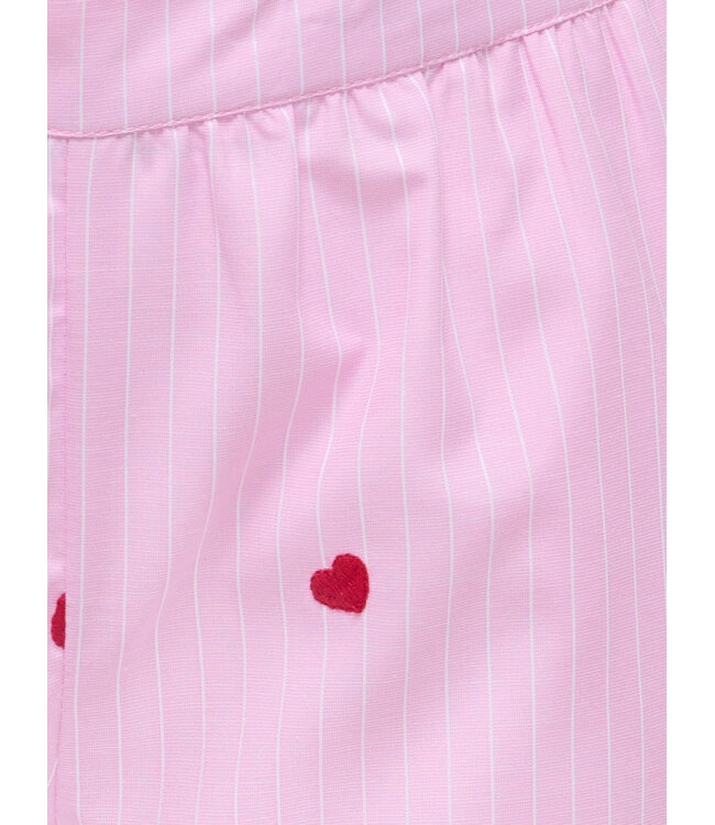 KOGNEW LINA STRIPE EMB SHORTS WVN Begonia Pink Cloud Dancer/EMB Red Hearts by Kids Only