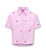 Kids Only KOGNEW LINA SS STRIPE EMB SHIRT WVN Begonia Pink Cloud Dancer/EMB Red Hearts by Kids Only