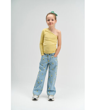 The New TNSia Wide Fit Jeans Light Blue Denim EMB by The New