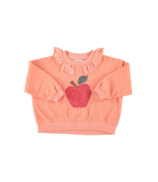 Piupiuchick sweatshirt w/ collar | pink w/ apple print  by Piupiuchick